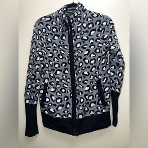 Leopard Print Zip-Up Sweater Rachel Zoe small